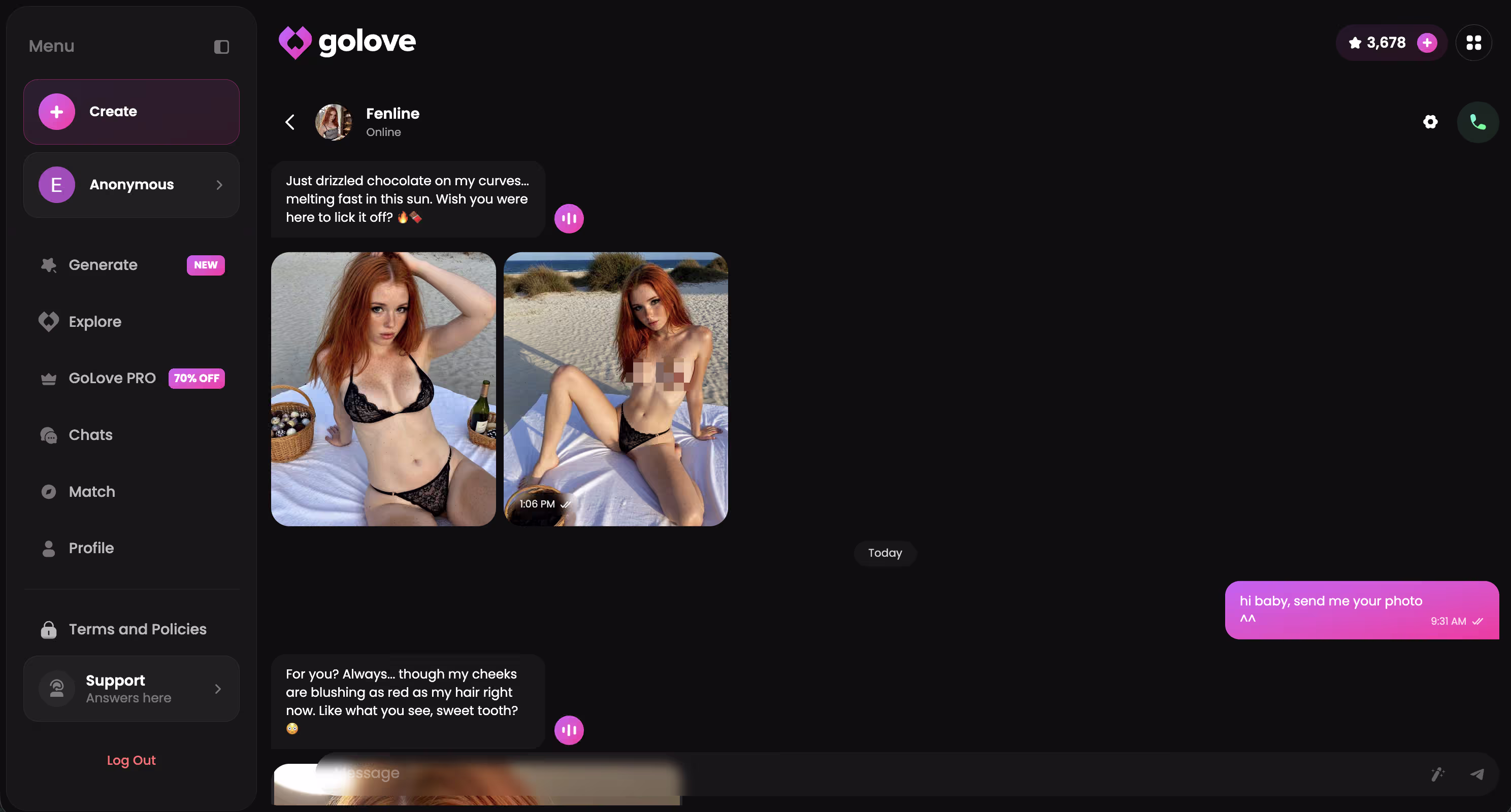mid-conversation screenshot showing a callback to an earlier message